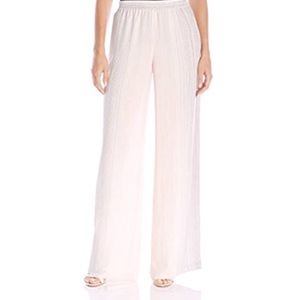 Think black and pink-stripe wide-legged pants